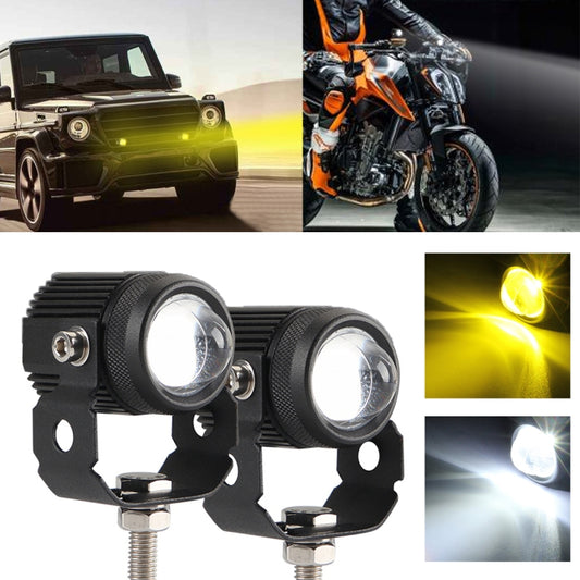 2 Pcs DC9-36V / 20W / 6000K / 3000K / 2000LM Phares de moto bicolores / Phares antibrouillard, 20W