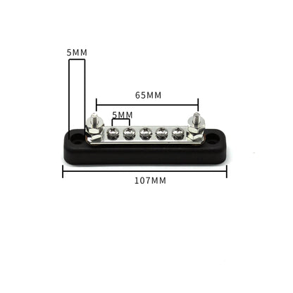 5 Way Power Distribution Bus Bar 5-bit Single Distribution Box for Car / RV / Boat, 5-bit