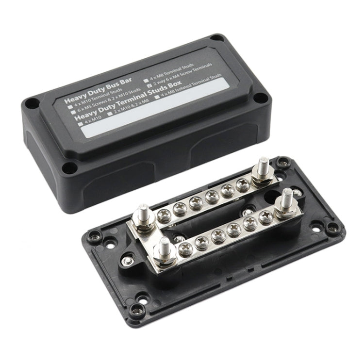 Max DC 48V 100A Heavy-Duty Module Design Bus Bar 4 M6 / 12 M4 Terminal Studs Box Busbar for Car / RV / Boat, 100A