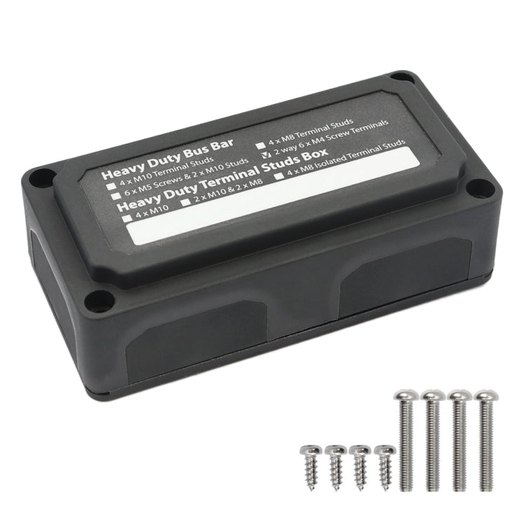 Max DC 48V 100A Heavy-Duty Module Design Bus Bar 4 M6 / 12 M4 Terminal Studs Box Busbar for Car / RV / Boat, 100A