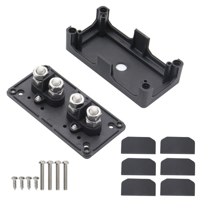 Max DC 48V 200A Heavy-Duty Module Design Bus Bar 4 M10 Terminal Studs Box Busbar for Car / RV / Boat, 200A