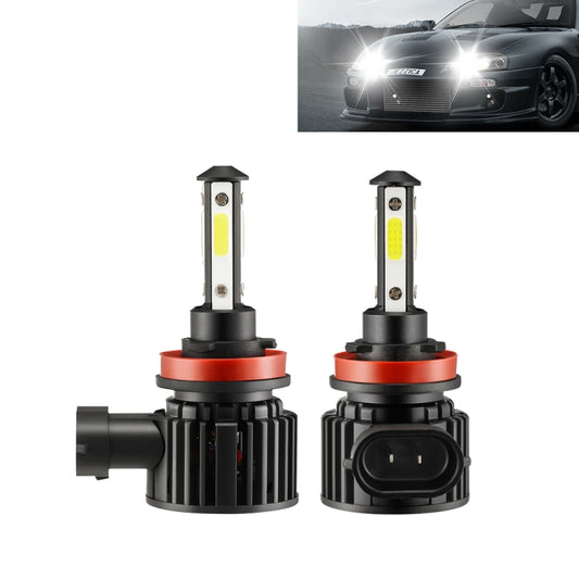 F8 H11 2 PCS 22W 3000LM 6000K Four Side DOB LED Headlight Fog Light Bulbs High Beam Conversion Kit DC 9-32V, H11