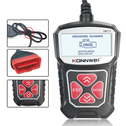 KONNWEI KW310 OBD Car Fault Detector Code Reader ELM327 OBD2 Scanner Diagnostic Tool, KW310