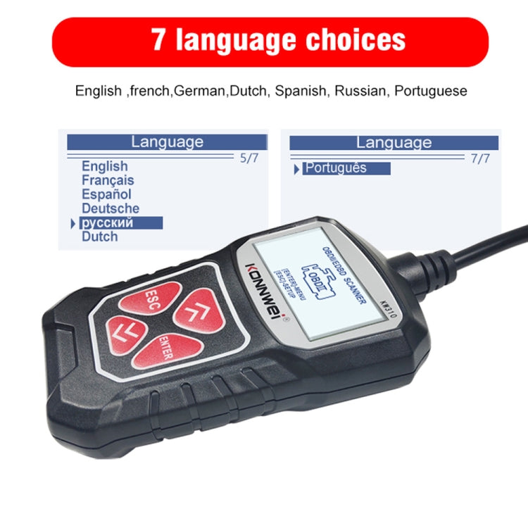 KONNWEI KW310 OBD Car Fault Detector Code Reader ELM327 OBD2 Scanner Diagnostic Tool, KW310