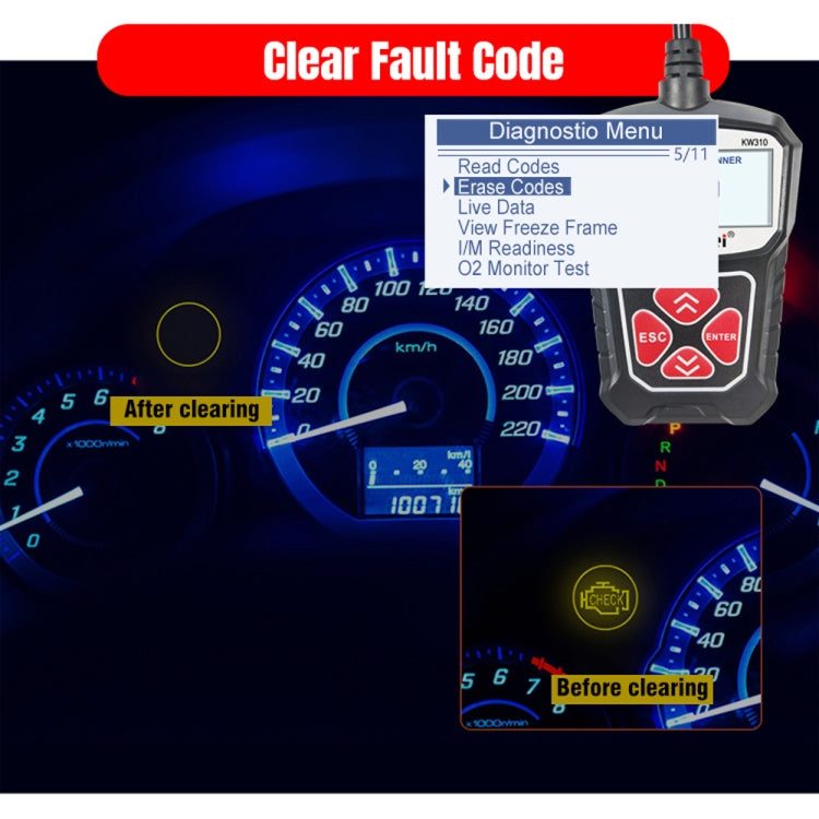 KONNWEI KW310 OBD Car Fault Detector Code Reader ELM327 OBD2 Scanner Diagnostic Tool, KW310