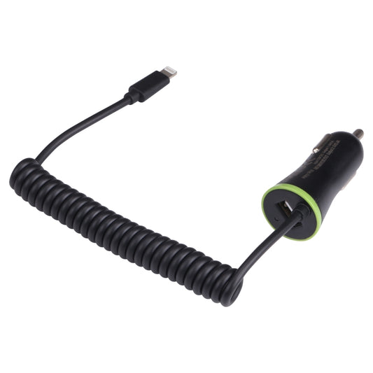 Chargeur de voiture mini USB 17W 3.4A avec câble spiralé 8 broches, 8 broches