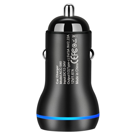 Chargeur de voiture à charge rapide ACC-580 PD 40W avec deux ports Type-C / USB-C, ACC-580