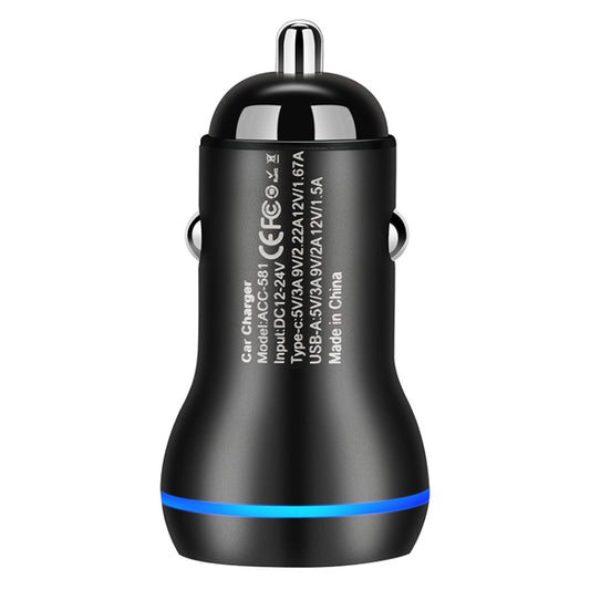 Chargeur de voiture à charge rapide ACC-581 PD 20W + QC3.0 Type-C / USB-C + USB, ACC-581