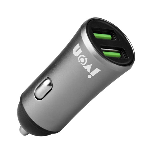 Chargeur de voiture miniature double port USB IVON CC26 5V 2.1A, CC26 Gris