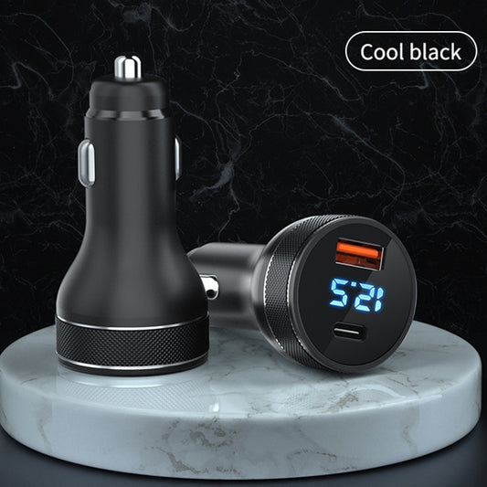 ACC-568 Chargeur de voiture à chargement rapide USB-C / Type-C + USB 20W avec affichage numérique, ACC-568
