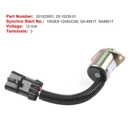 Excavator Fuel Shutdown Shut Off Solenoid Valve for Kubota V1505 R90 1503ES-12A5UC9S, For Kubota V1505