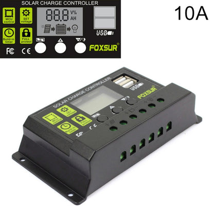 FOXSUR 10A Solar Charge Controller 12V / 24V Automatic Identification Controller, 10A