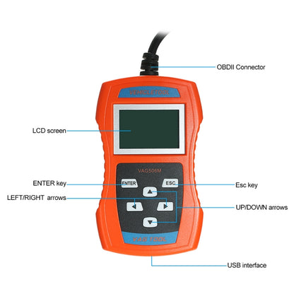 VAG506M Car Mini Code Reader OBD2 Fault Detector Diagnostic Tool, Nordic Version, VAG506M, Nordic Version