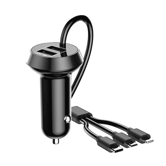 Chargeur rapide universel de voiture 3 en 1 double port USB adaptateur prise allume-cigare, longueur du câble : 55 cm, X3