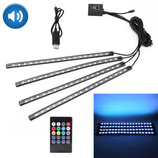 4 in 1 Universal Car USB Colorful Acoustic LED Atmosphere Lights Colorful Lighting Decorative Lamp, with 18LEDs SMD-5050 Lamps and Remote Control, DC 5V 8.6W, USB