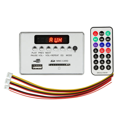 Car 12V Audio MP3 Player Decoder Board FM Radio SD Card USB AUX, with Bluetooth / Remote Control, 12V (Silver Grey), 12V