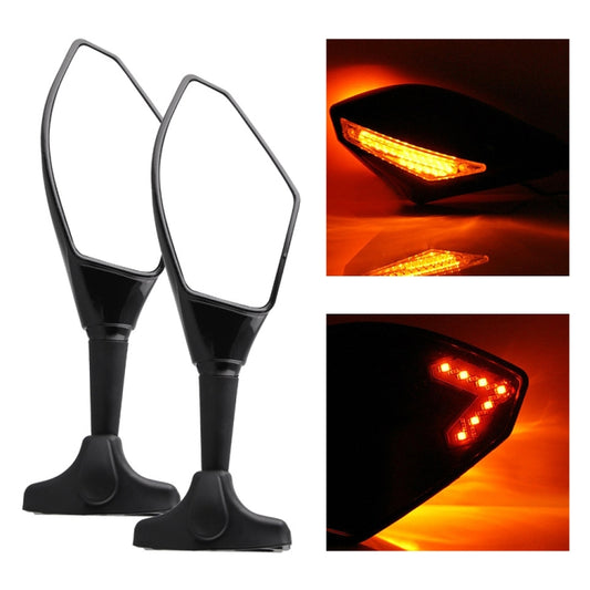Jeu de rétroviseurs de moto modifiés avec éclairage pour Kawasaki, MB-MR021-BK, noir en fibre de carbone