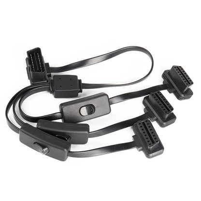 16PIN Car Ultra-thin OBD Diagnostic Extended Cable OBD2 Cable with Switch, 16PIN 3 in 1