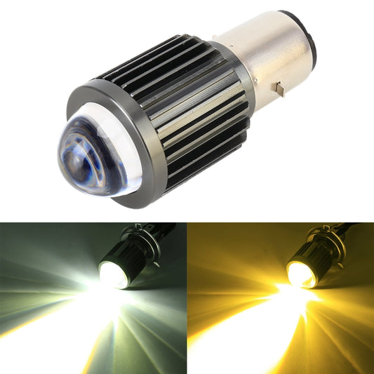 Phare de moto bicolore BA20D DC12-80V / 10W / 6000K / 3000K / 800LM avec lentille de projecteur, BA20D