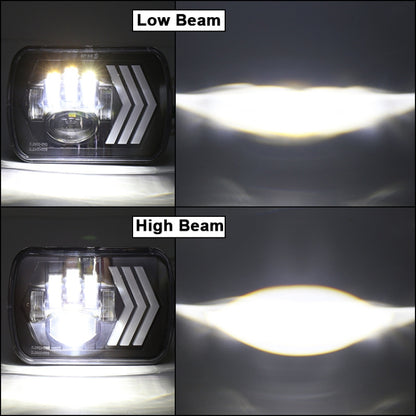 2 PCS 5X7 inch Car Modified Red Background LED Square Headlamp for Jeep Wrangler, For Jeep Wrangler(5X7 inch)