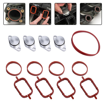 4x22mm Car Swirl Flap Air Intake Aluminum Gasket Remove Repair Kit, 22mm(Black), 22mm(Silver)