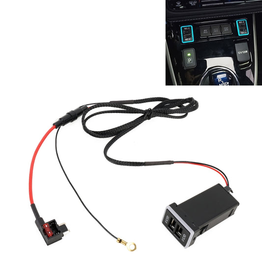 Chargeur de voiture USB à charge rapide QC3.0, interface de modification pour Toyota, alimentation par fusible (lumière bleu glacier)