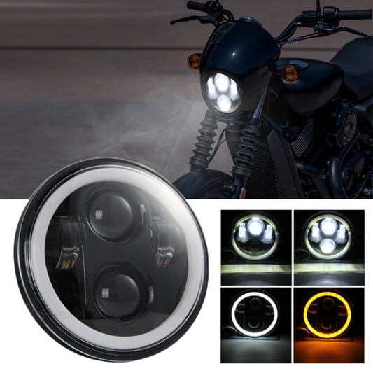 Phare avant LED rond EagleVision DC9-30V 35W 6000K 4000LM 5,75 pouces pour moto avec Angel Eye pour Harley-Davidson, 5,75 pouces avec Angel Eye
