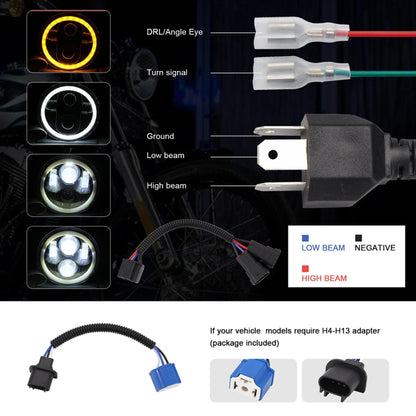 EagleVision DC9-30V 35W 6000K 4000LM 5.75 inch Round Motorcycle LED Headlight with Angel Eye for Harley-Davidson, 5.75 inch with Angel Eye