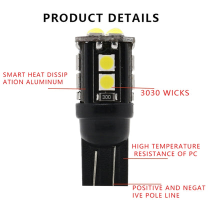 10 PCS T10/168/194 DC12V / 1W / 6000K / 60LM Car Decoding Clearance Lights with 12LEDs SMD-3030 Lamp Beads, T10/168
