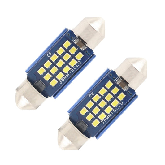 2pcs 36mm DC12-24V / 1W / 6000K / 60LM 15LEDs SMD Car Reading Lamp Dome Light, 36mm