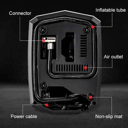 Car 12V Portable Inflatable Cylinder Pedal Digital Display Air Pump with Light, Digital Display