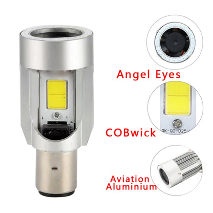 BA20D DC12-80V / 20W / 6000K / 2000LM Motorcycle Headlight with Angel Eyes, BA20D (Red), BA20D (Blue)
