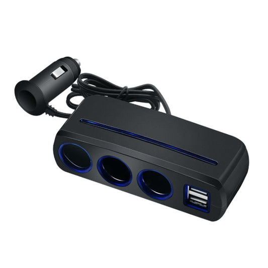SHUNWEI SD-1938 120W 3A Chargeur de voiture double USB 3 en 1 avec allume-cigare et lumière d'ambiance, SD-1938 (noir)