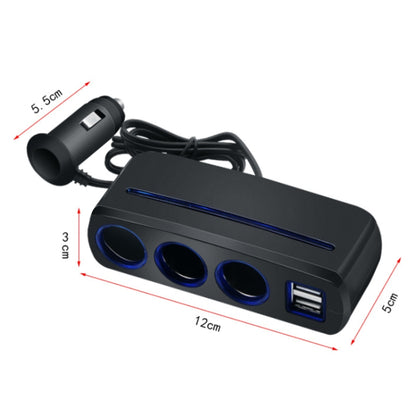 SHUNWEI SD-1938 120W 3A Chargeur de voiture double USB 3 en 1 avec allume-cigare et lumière d'ambiance, SD-1938 (noir)