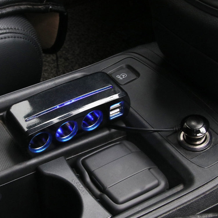 SHUNWEI SD-1938 120W 3A Chargeur de voiture double USB 3 en 1 avec allume-cigare et lumière d'ambiance, SD-1938 (noir)