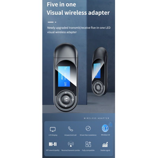 Adaptateur/Émetteur-récepteur Bluetooth numérique LCD T-13 Bluetooth 5.0, T-13