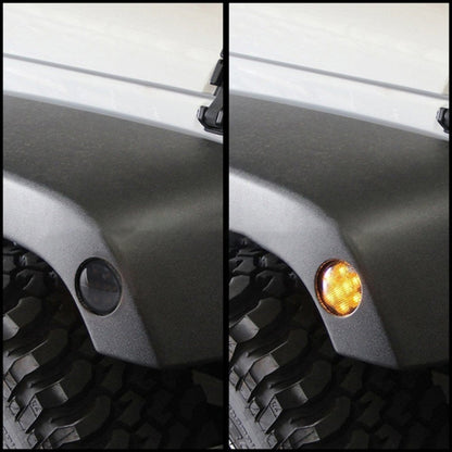 2 PCS 8W DC 12V Car SUV Refit LED Wheel Eyebrow Turn Signal for Jeep Wrangler JK 07-17, Specification: Butt Assembly with Aperture
