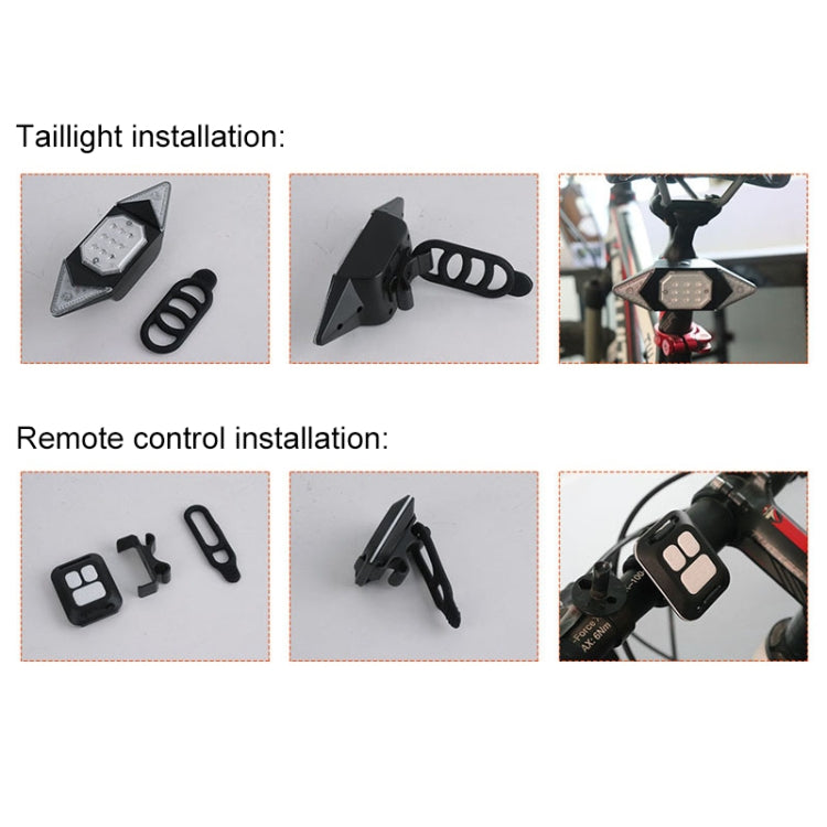 USB Rechargeable Bicycle Turn Light Wireless Remote Control Bike Tail Light, Wireless RC Bike Tail Light