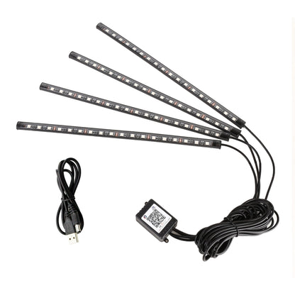 4 in 1 Universal Car USB 8-color APP Control LED Atmosphere Light Decorative Lamp, with 18LEDs Lamps Cable Length: 1.5m, APP Control USB 18LEDs