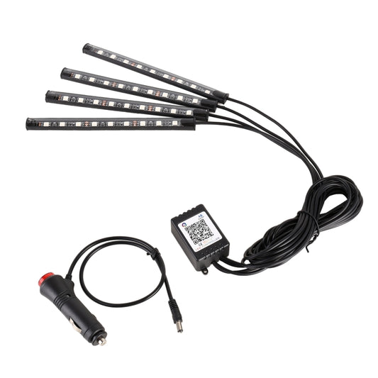 4 in 1 Universal Car Cigarette Lighter 8-color APP Control LED Atmosphere Light Decorative Lamp, with 9LEDs Lamps Cable Length: 1.5m, APP Control 9LEDs