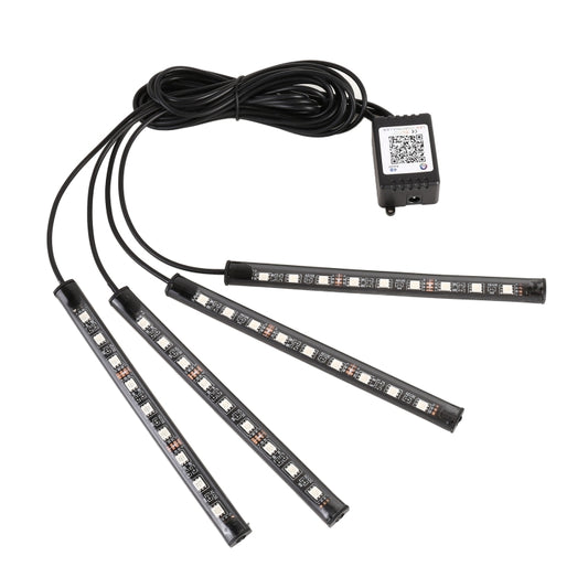 4 in 1 Universal Car Cigarette Lighter 8-color APP Control LED Atmosphere Light Decorative Lamp, with 9LEDs Lamps Cable Length: 1.5m, APP Control 9LEDs