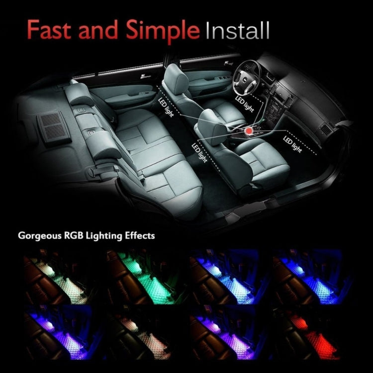 4 in 1 Universal Car Cigarette Lighter 8-color APP Control LED Atmosphere Light Decorative Lamp, with 9LEDs Lamps Cable Length: 1.5m, APP Control 9LEDs