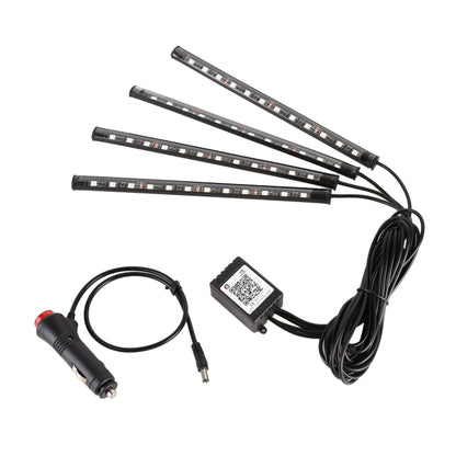4 in 1 Universal Car Cigarette Lighter 8-color APP Control LED Atmosphere Light Decorative Lamp, with 12LEDs Lamps Cable Length: 1.5m, APP Control 12LEDs