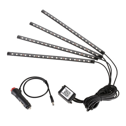 4 in 1 Universal Car Cigarette Lighter 8-color APP Control LED Atmosphere Light Decorative Lamp, with 18LEDs Lamps Cable Length: 1.5m, APP Control 18LEDs