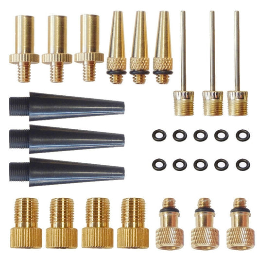 Adaptateur de gonflage 29 en 1 pour valves française / américaine / anglaise, aiguille de gonflage incluse, 29 en 1