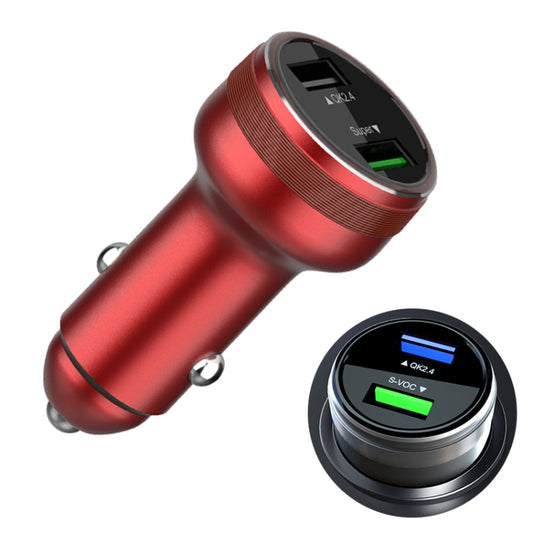 Double chargeur flash USB 66 W pour voiture, compatible OPPO / Huawei, 66 W (rouge), 66 W (noir), 66 W (argent)