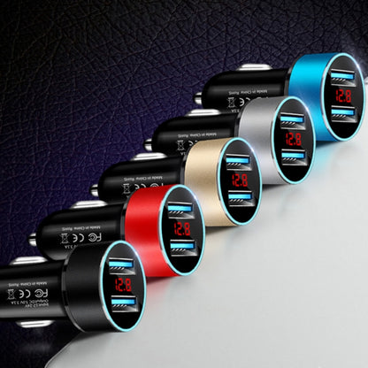 JMG-C016A 5V 3.1A Car Dual USB Charger with LED Display, JMG-C016A (Black), JMG-C016A (Gold), JMG-C016A (Blue), JMG-C016A (Red), JMG-C016A (Silver)