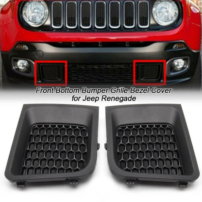 2 PCS Car Left + Right Front Bumper Lower Grille Bezel Cover for Jeep Renegade, Left + Right