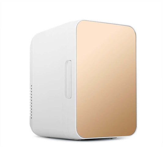 ثلاجة صغيرة للسيارة/المنزل بسعة 8 لترات وقوة 37-48 واط، مزودة بلوحة زجاجية مقسّى وقابس أمريكي، قابس أمريكي 8 لترات (ذهبي)، قابس أمريكي 8 لترات (فضي)