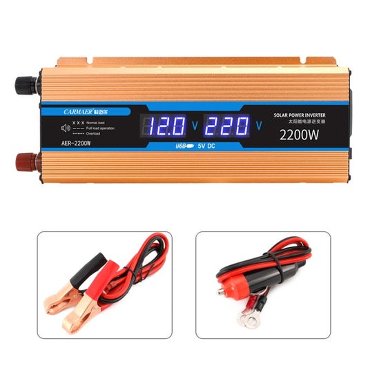 Carmaer 24V to 220V 2200W Car Multi-function Double Digital Display Inverter Household Power Converter, 24V to 220V 2200W